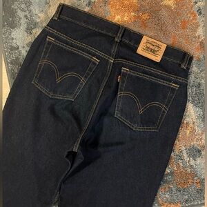 DEADSTOCK Y2K LEVIS ORANGE TAB NAVY STRAIGHT LEG FIT DENIM  JEANS 34X30